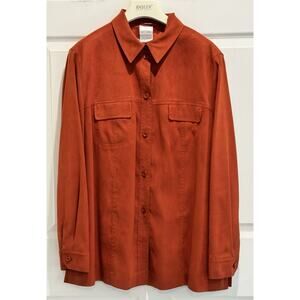 Horst Basler Oversized Burnt Orange Shacket Shirt Coat BUTTON Up EU 34 US 6